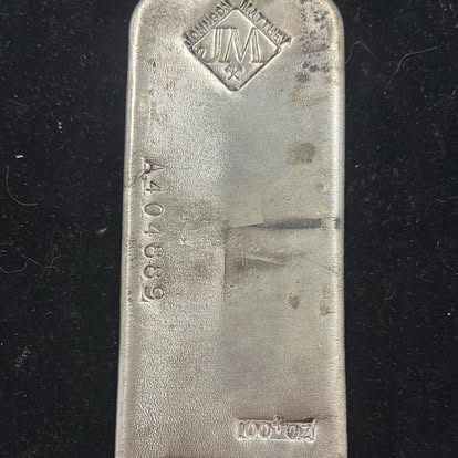Johnson Matthey 100 oz silver bar